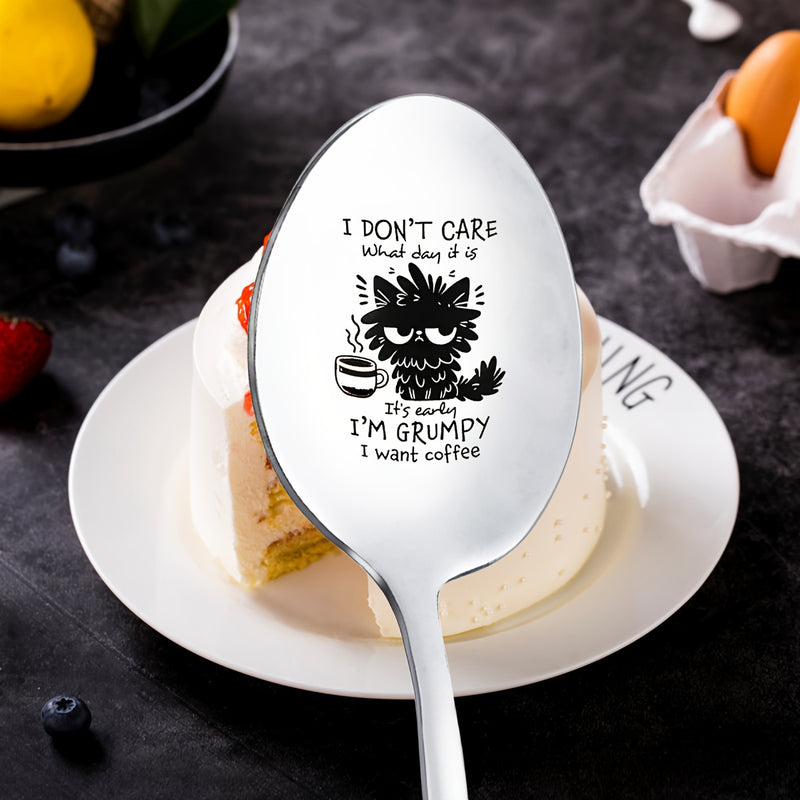 Cuchara de acero inoxidable pulido con grabado - Ideal para café, helado o como regalo para enamorados, Día del Padre, cumpleaños, aniversario de bodas o Día de San Valentín