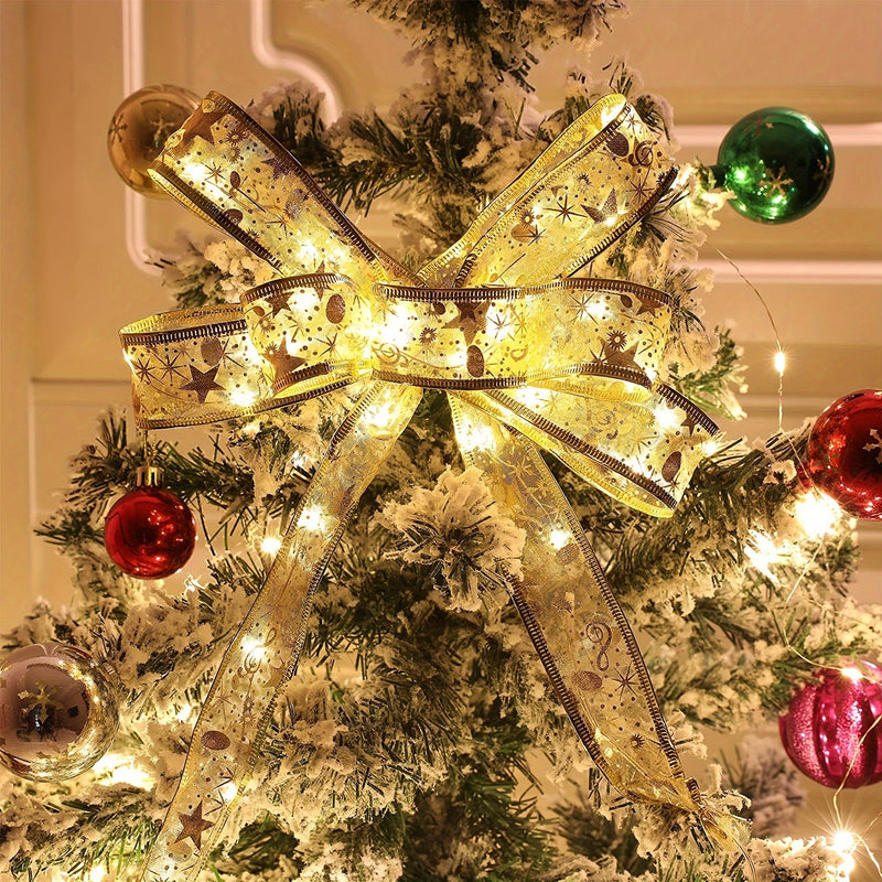 1pc Luminaria de árbol de Navidad de cinta de hada LED - Cinta de PVC operada por batería con luces LED blancas cálidas para decoraciones de fiesta, boda, festividades (No se incluyen baterías)