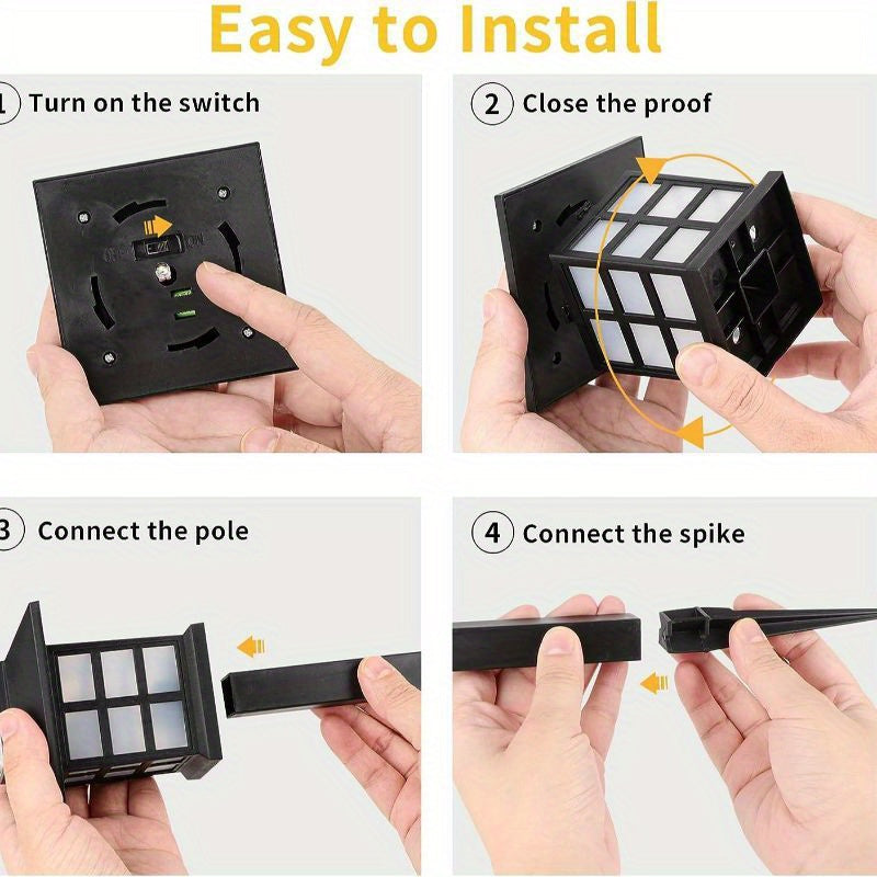 12-Pack LED Luces Solares para Jardín, Linternas de Estilo Plástico para Caminos, Batería de Níquel de 300 mAh, Antorchas de Estaca de Fácil Instalación para Pasarelas, Decoración de Jardines y Comunidades - Luz Blanca y Cálida