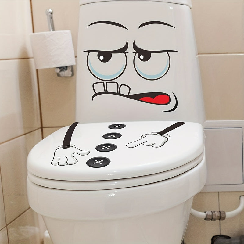 1pc Calcomanía de Tapa de Inodoro con Cara Sonriente - Autoadhesiva, Calcomanía Creativa para Pared de Baño para Todas las Estaciones