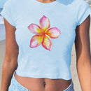 Camiseta corta con estampado floral