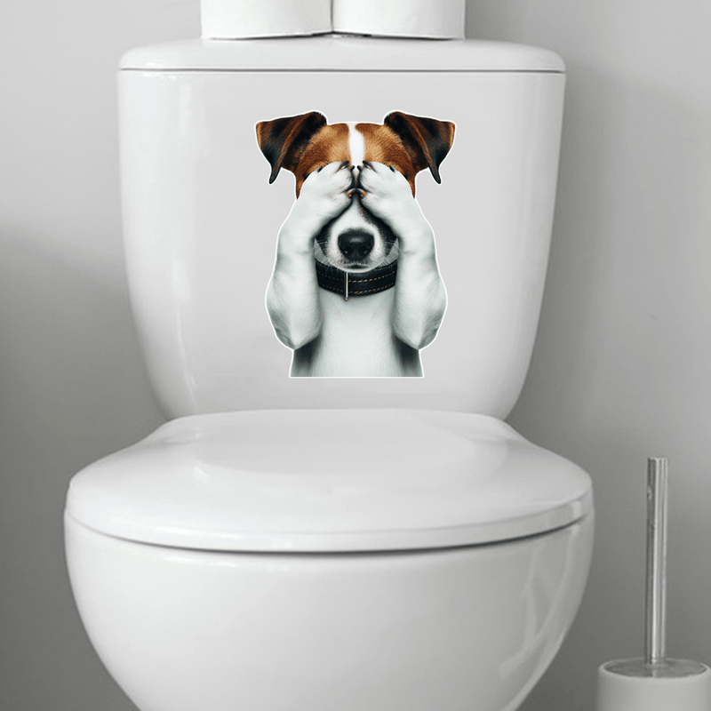 Calcomanías Creativas y Divertidas de Personalidad de Perro Sin Mirar para Inodoro, Arte Decorativo en Papel para Baño, Imanes para Nevera, Calcomanías para Vidrio, Pegatinas para Ventana del Coche, Decoración de Regalo para Navidad/Halloween