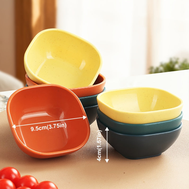 Juego de 8 tazones cuadrados para salsas - Ideales para vinagre, aderezos y condimentos - Plástico resistente, perfecto para el hogar, restaurantes y food trucks