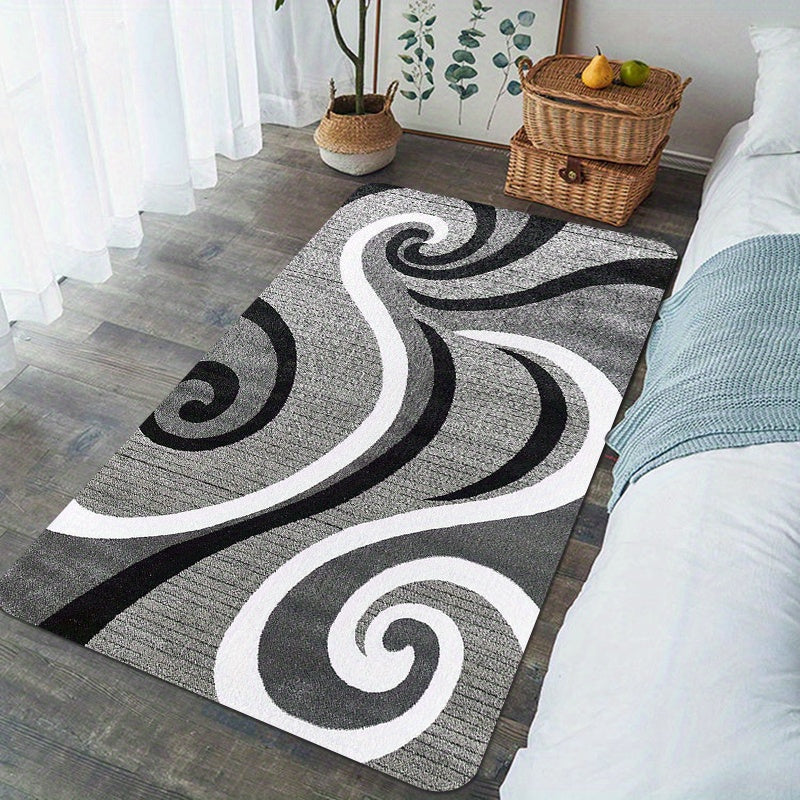 1 pieza, alfombra moderna para sala, diseño de líneas simples, alfombra suave, 1.2 cm de grosor, lavable, antideslizante, para sala, patio, oficina y cocina