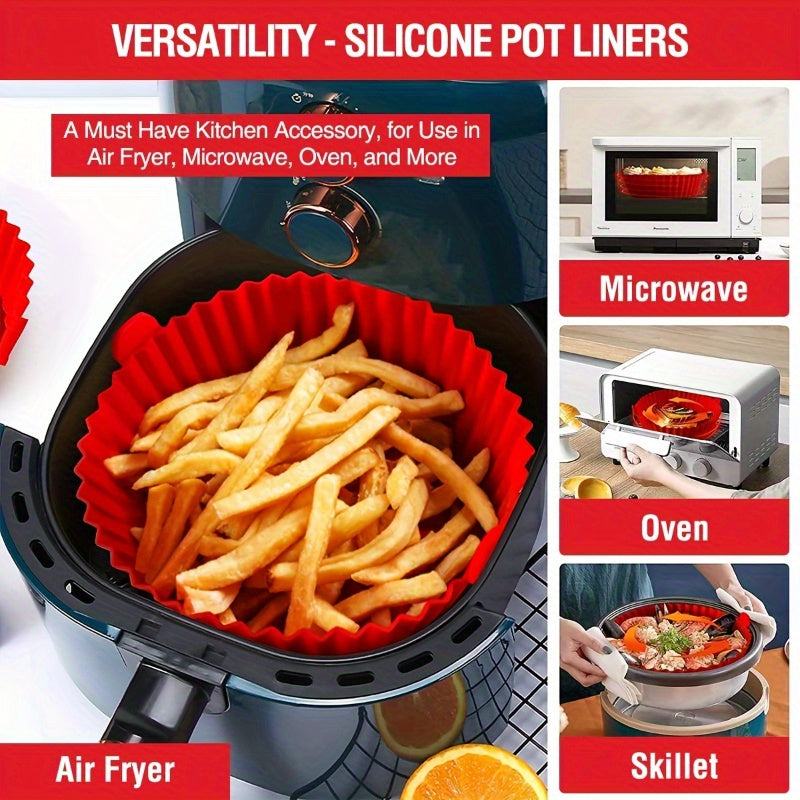 Forros de silicona para freidora de aire, 1 pieza - Reutilizable, antiadherente, fácil de limpiar, resistente al calor hasta 450°F, insertos de olla multiusos para freír, hornear, asar - Accesorio de cocina duradero para una cocción más saludable