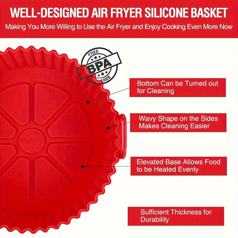 Forros de silicona para freidora de aire, 1 pieza - Reutilizable, antiadherente, fácil de limpiar, resistente al calor hasta 450°F, insertos de olla multiusos para freír, hornear, asar - Accesorio de cocina duradero para una cocción más saludable