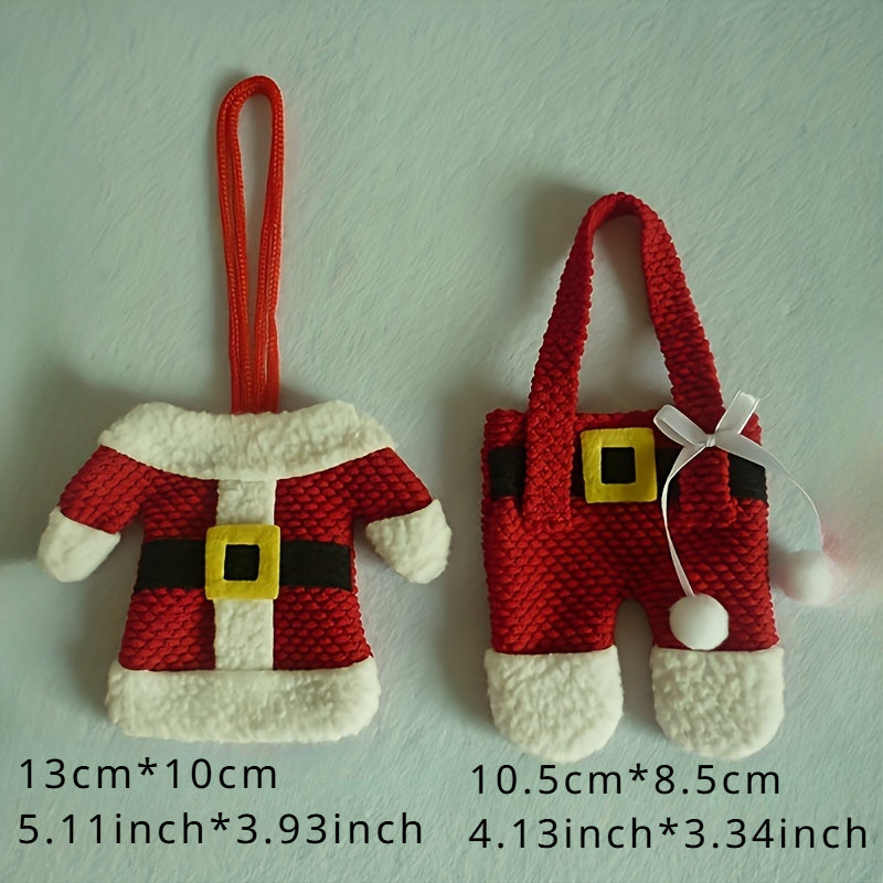 6-Pack de Porta Cubiertos de Papá Noel para Navidad, Bolsitas de Algodón para Cubiertos, Cubiertas de Vajilla, Decoraciones Festivas de Mesa, Accesorios de Cocina