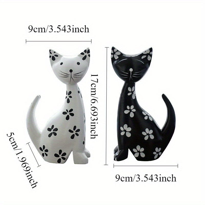 2 figuras de gatito de madera minimalistas nórdicas: aptas para decoración del hogar, la oficina o el bar - uso en interiores/exteriores, no se requiere electricidad