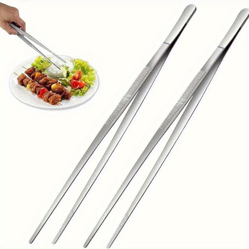 Juego de 2 Pinzas de Cocina de Acero Inoxidable Premium - Duraderas, Ergonómicas para Barbacoa y Cocina, Pinzas Precisas para Manipular Alimentos - Ideales para Asar, Cocinar y Preparar Comidas