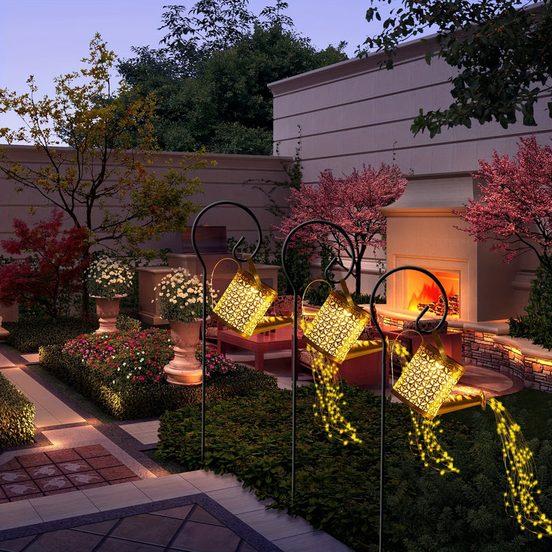 Regadera Solar con Luces de Camino - Decoración Artística para Jardín con Gancho Colgante - Iluminación Ecológica Desmontable y Cargada por Energía Solar, Pantalla Plástico - Ideal para Patio, Césped o Senderos IP65