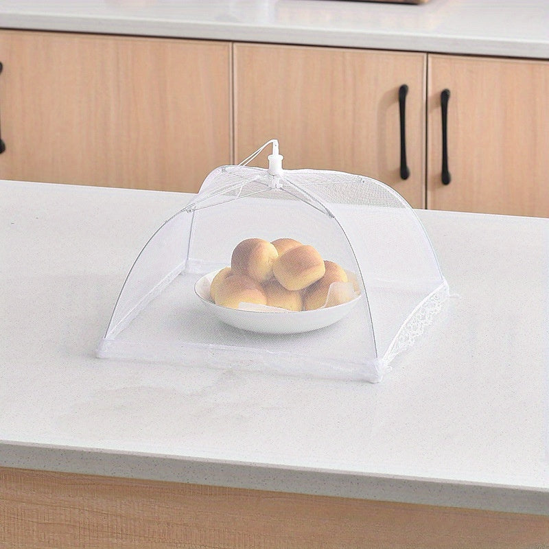 Cubierta de comida de malla blanca, protector de mesa plegable para picnic, gran mantel impermeable a la polvo, herramienta versátil para restaurante y cocina, camión de comida, decoración de Eid Mubarak, equipo de servicio de comida, vajilla para buffet