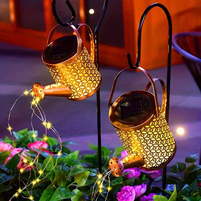 1pc, Luz de Hadas Solar, Lámpara de Riego, Luz de Tetera, Luz de Tierra, Luz de Cascada,, Adecuada para Patio, Césped, Camino, Boda, Fiesta, Decoración de Jardín, Regalo, Pascua, Ramadán, Día de la Independencia, Día de San Patricio