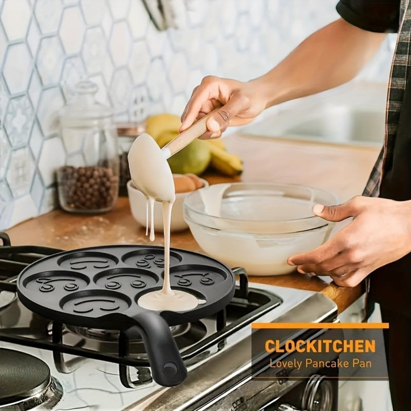 Plancha Antiadherente de 7 Agujeros Fácil de Limpiar - Ideal para Mini Panqueques y Huevos, Perfecta para Cocina en Casa y Aventuras al Aire Libre
