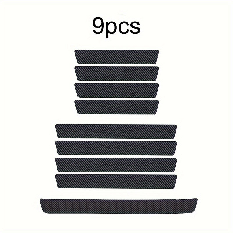 Juego de 9 Protectores de Umbral de Puerta de Fibra de Carbono - Pegatinas Resistentes a Arañazos, Fáciles de Instalar para una Protección Duradera