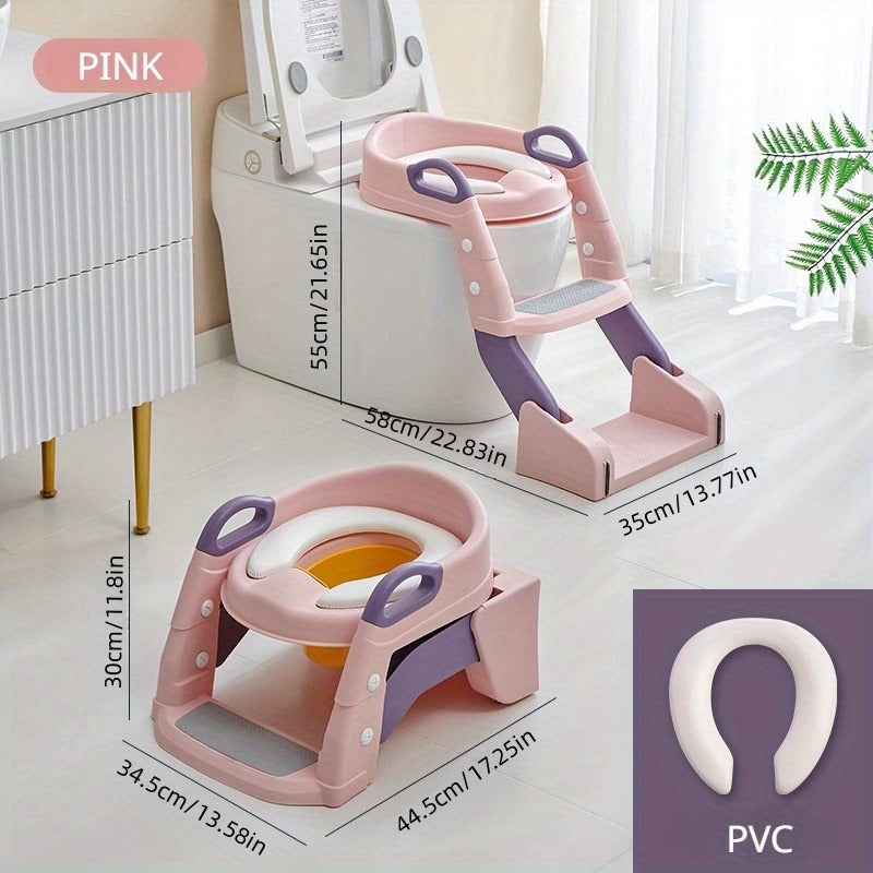 Asiento auxiliar para inodoro plegable con escalera y antideslizante, entrenador de baño seguro y cómodo, 1 unidad