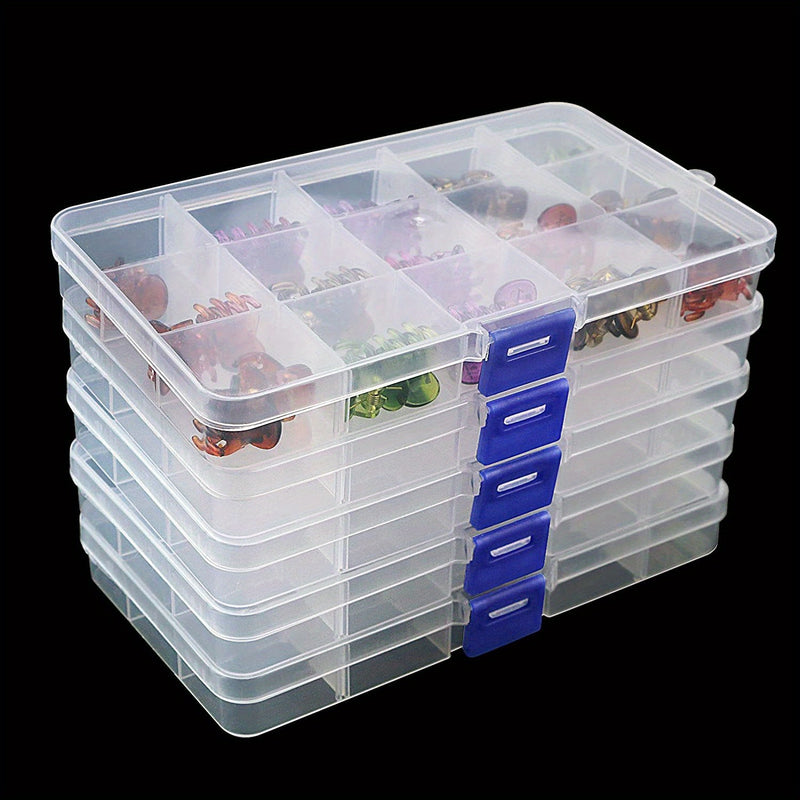4pcs Cajas Organizadoras de Plástico de Estilo Clásico con Cierre de Hebilla - Almacenamiento Rectangular Multipropósito para Mesa para Joyería, Cuentas, Suministros de Manualidades - No Necesita Electricidad, Organizador de Escritorio|Diseño Clásico|Caj