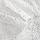 Anewsta Blusa con cuello alto, mangas farol y encaje hueco amarillo para mujer