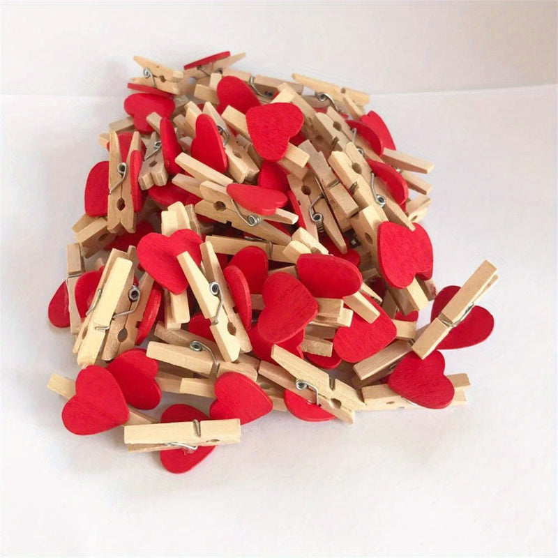 20 piezas de pinzas de madera con corazones, minipinzas para ropa, broches naturales para manualidades de boda DIY, adornos lindos para fiestas, colgar fotos y ropa