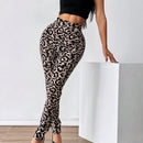 Pantalones casuales de traje negro de cintura alta para mujer con ajuste cenido y piernas anchas de 7-9cm