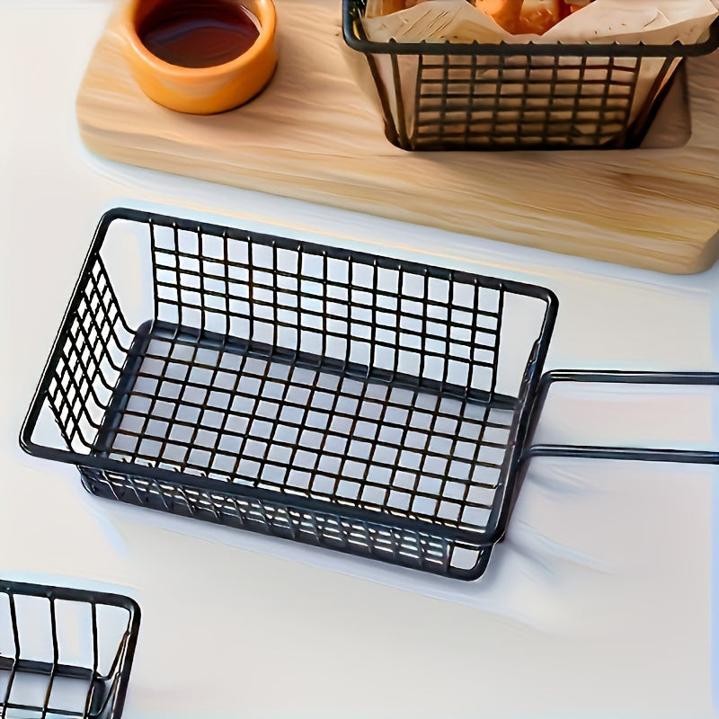 Cesta de bocadillos de acero inoxidable - 1 pieza, soporte creativo para papas fritas estilo americano, bandeja de servicio de alimentos de calidad duradera para restaurante para aperitivos, papas fritas, pollo frito