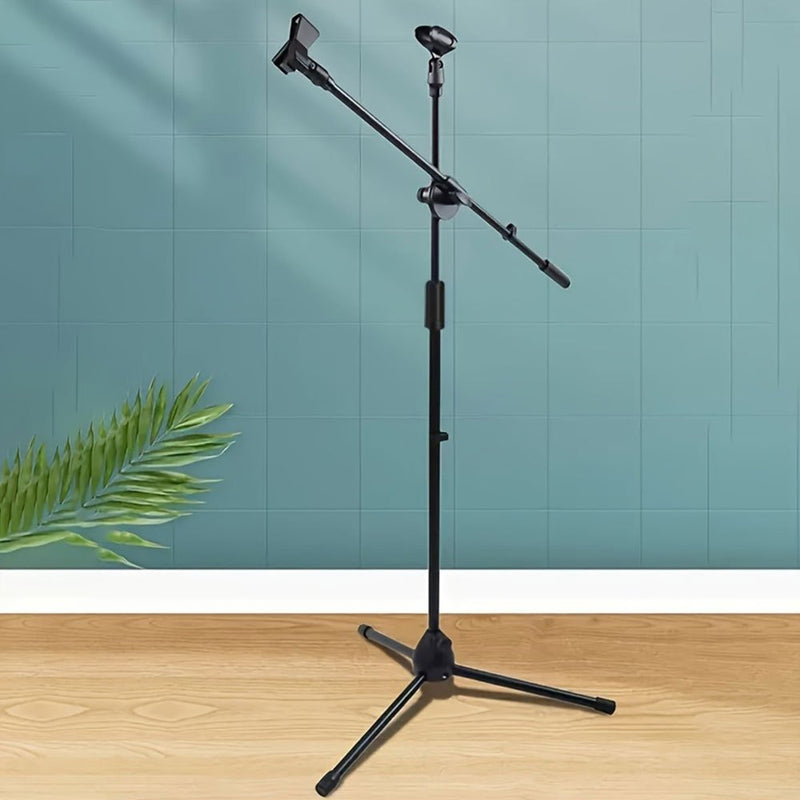 Soporte de Micrófono de Trípode con Brazo Extensible para Cantar, Karaoke, Escenario y Actividades al Aire Libre