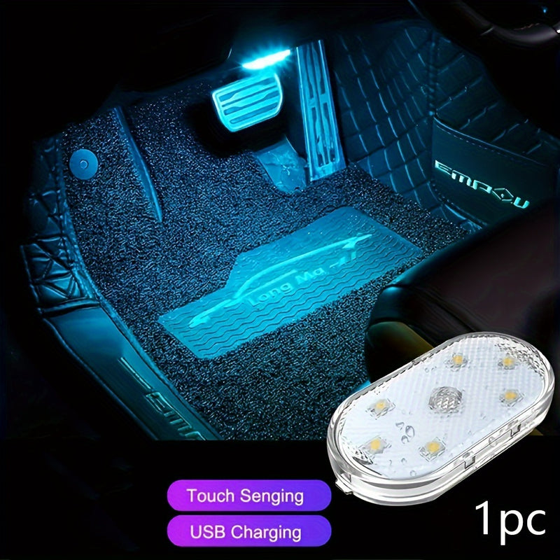 1 pieza / 4 piezas Luz LED para piso de auto universal recargable por USB, sensible al tacto, voltaje de operación ≤36V, compatible con autos, camiones y camionetas