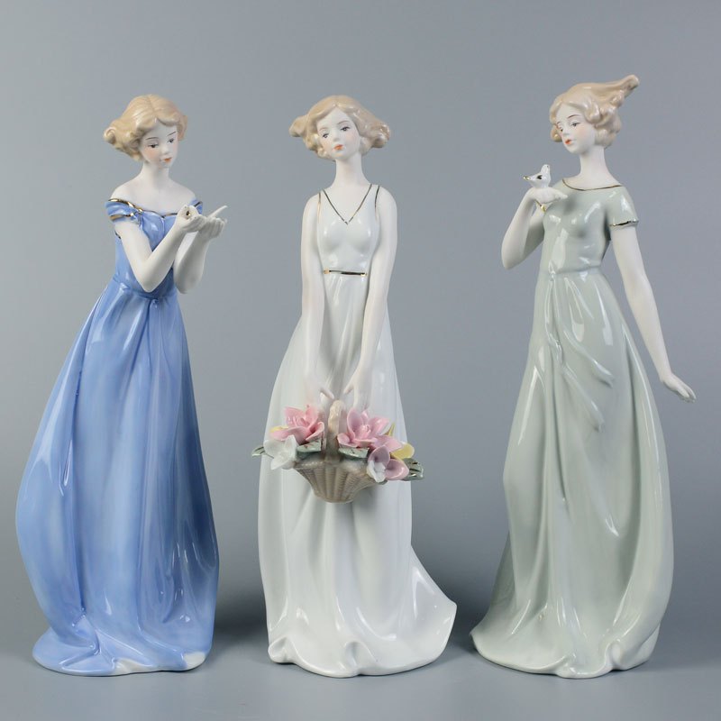 Figura Elegante de Cerámica Europea, Figura Elegante de Cerámica Europea Perfecta para Decoración de Sala de Estar, Vitrina de Vinos y Mueble de TV | Regalo Ideal para Bodas