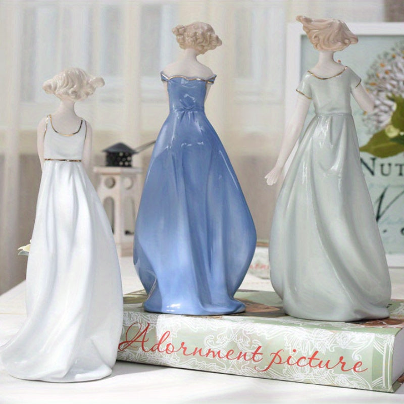 Figura Elegante de Cerámica Europea, Figura Elegante de Cerámica Europea Perfecta para Decoración de Sala de Estar, Vitrina de Vinos y Mueble de TV | Regalo Ideal para Bodas