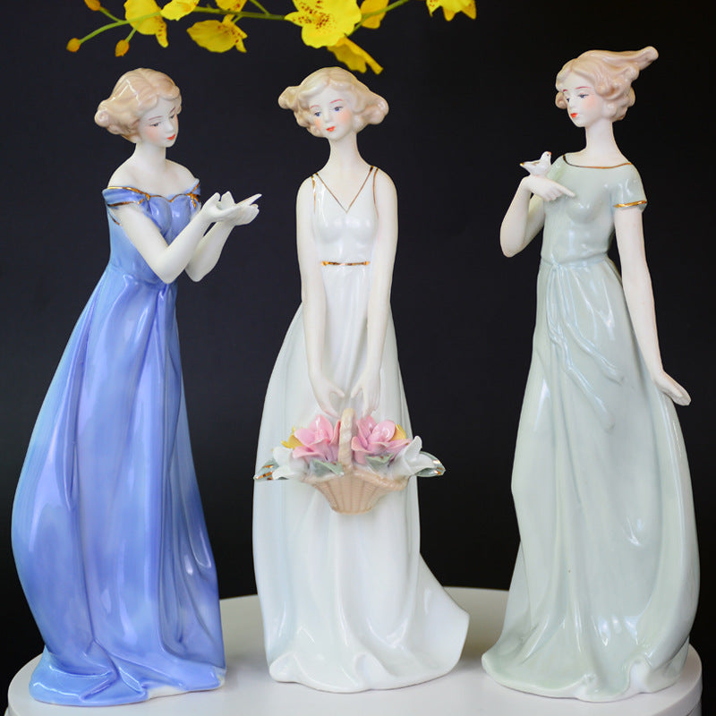 Figura Elegante de Cerámica Europea, Figura Elegante de Cerámica Europea Perfecta para Decoración de Sala de Estar, Vitrina de Vinos y Mueble de TV | Regalo Ideal para Bodas