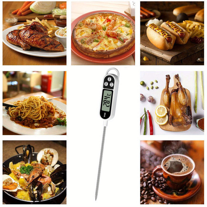 1pc Termómetro Digital TP300 - Termómetro de Cocina de Alta Precisión con Sonda de Acero Inoxidable, Calibración Automática, Adecuado para Aceite, Agua, Carne - Sonda Precisa para Asar, Hornear y BBQ - Pantalla LCD, Lecturas Instantáneas - Regalo de Coci