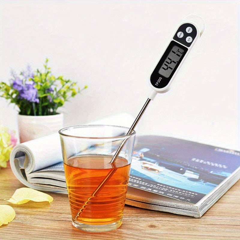 1pc Termómetro Digital TP300 - Termómetro de Cocina de Alta Precisión con Sonda de Acero Inoxidable, Calibración Automática, Adecuado para Aceite, Agua, Carne - Sonda Precisa para Asar, Hornear y BBQ - Pantalla LCD, Lecturas Instantáneas - Regalo de Coci