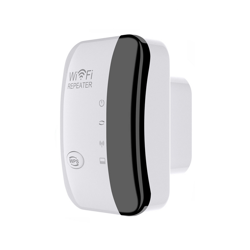 Repetidor WiFi de alta velocidad 300 Mbps, amplificador de señal inalámbrica de largo alcance, compatible con 802.11N, configuración fácil con botón WPS, enchufe estadounidense, uso en interiores y exteriores, diseño en blanco y negro, extensión de WiFi