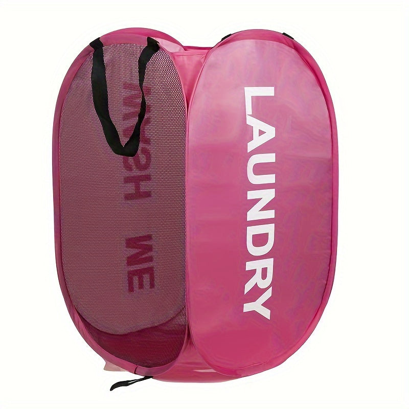 Cesta de Ropa Plegable con Asas - Cesta de Ropa de Malla de Tela Colapsible, Durable y Multifuncional Ahorradora de Espacio para Baño, Dormitorio y Más, Diseño de Impresión de Letra Estiloso