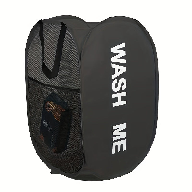Cesta de Ropa Plegable con Asas - Cesta de Ropa de Malla de Tela Colapsible, Durable y Multifuncional Ahorradora de Espacio para Baño, Dormitorio y Más, Diseño de Impresión de Letra Estiloso