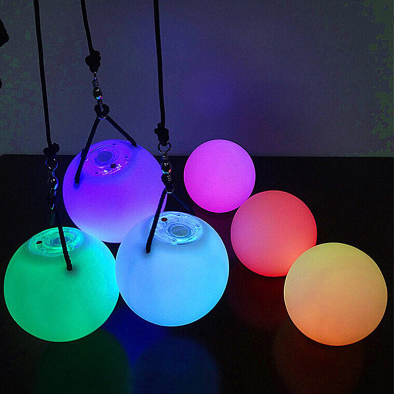 2 Piezas de Bolas LED para Malabares con Efectos Fade y Strobe - Con Cadenas para Malabarismo, Actuaciones en Escenario, Fiestas - Luces LED a Pilas No Recargables - Duraderas para Baile, Poi, Cumpleaños, Carnaval - Efectos Luminosos Todo-Temporada, Deco