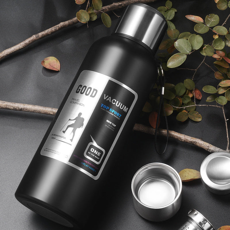 Botella de Agua para Exteriores de Gran Capacidad con Térmica, Vaso Aislado para Deportes al Aire Libre con Asa y Separación de Té y Agua