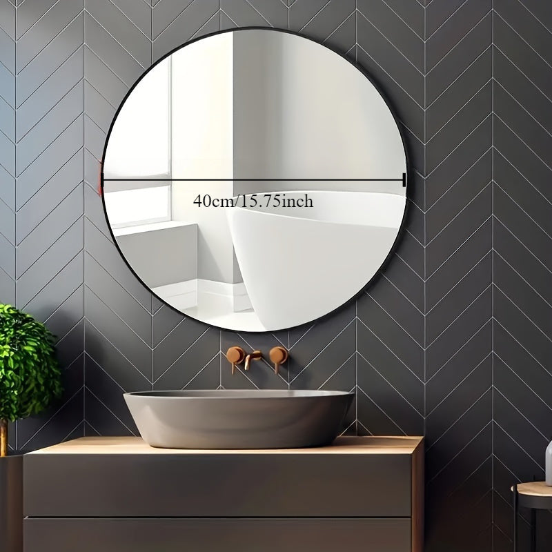 1 espejo redondo de pared con marco de acero inoxidable - Espejo de tocador versátil para baño, dormitorio y decoración del hogar - No requiere electricidad Decoraciones de Halloween y Navidad