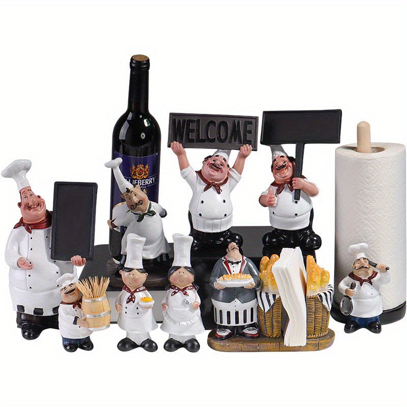 Soporte Elegante para Vino y Toallas de Papel con Temática de Chef Europeo y Tablero de Mensajes - Perfecto para Decoración de Cocina, Café o Bar