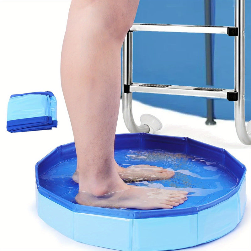 Baño de pies plegable portátil, recipiente de pies plegable de PVC compuesto, adecuado para la entrada de la piscina, con accesorios básicos de limpieza de piscina de varios componentes, apto para 10 personas.