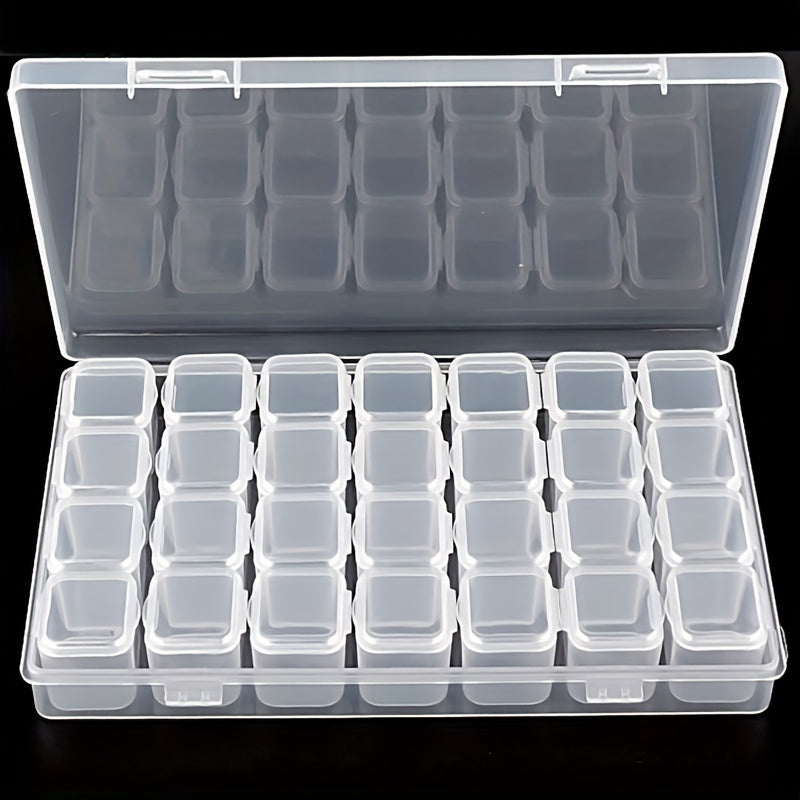 Combinación de Cajas de Plástico Transparente de 28 Compartimentos, Contenedor para Joyería y Accesorios, Utilizado para Artesanías, Cristales para Uñas, Cuentas, Almacenamiento de Semillas, Cajas de Joyería