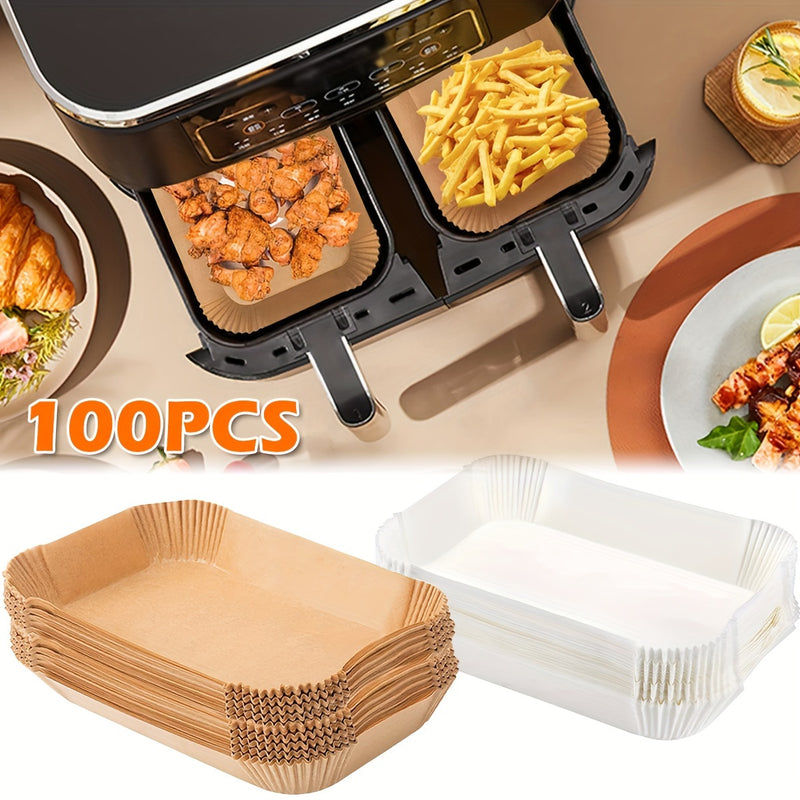 100 piezas de papel para hornear antiadherente y resistente al calor - Hojas de papel para hornear, asar y freír a la parrilla, rectangulares, a prueba de aceite y agua - Regalo perfecto para entusiastas de la hornear y la barbacoa, accesorio para freido