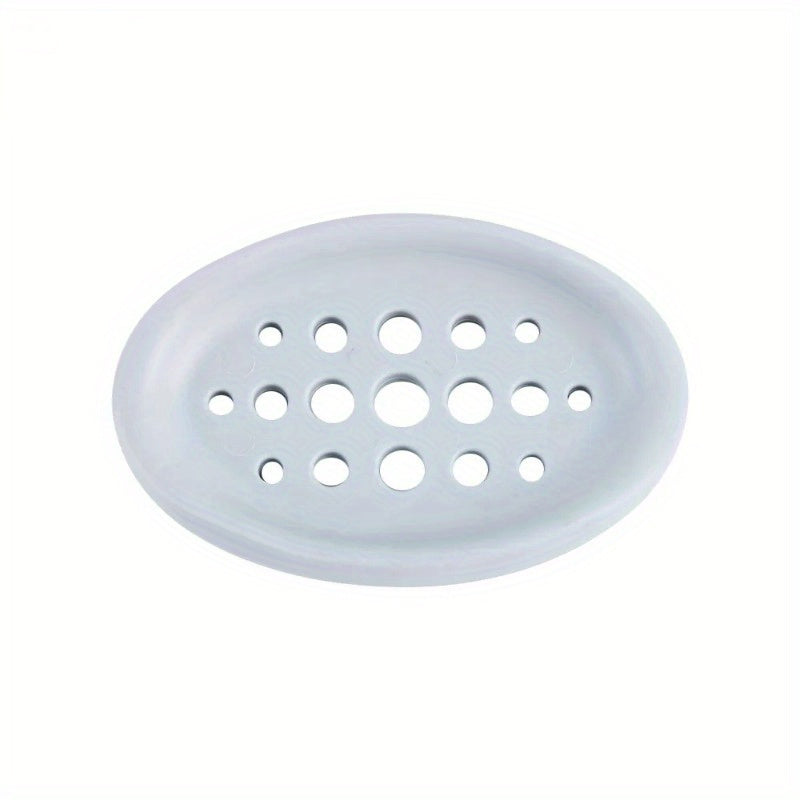 Jabonera Ovalada de Silicona con Drenaje - Auto-Drenante, Soporte Multifuncional para Jabón de Baño y Estante de Almacenamiento