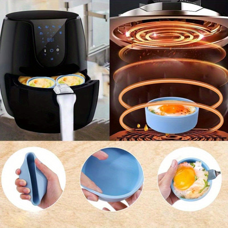 1 pieza Molde de Silicona Antiadherente para Hervir Huevos en Freidora de Aire - Reutilizable, Fácil de Limpiar, Ideal para Cocinar Huevos al Vapor, Revueltos y Sartenes de Desayuno - Utensilio Esencial de Cocina para la Casa