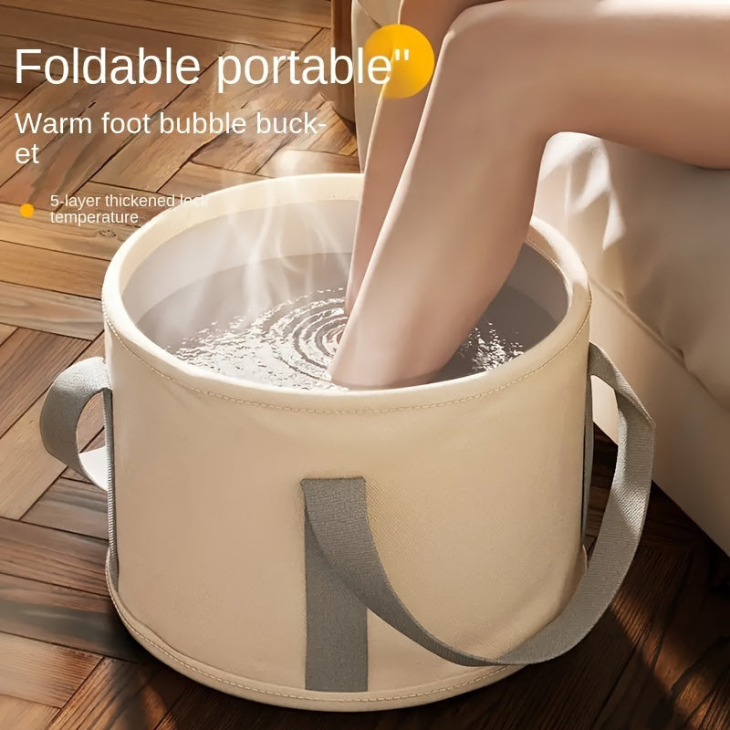 1pc Bañera Portátil Plegable para Pie con Retención de Calor - Cubeta Aislada de Aluminio, Sin Cable, PVC sin Perfume para Relajación en Casa y Viajes, Esencial Compacto para Autocuidado, Baño de Pies, Estética Neutra, Fácil de Transportar, Imprescindibl