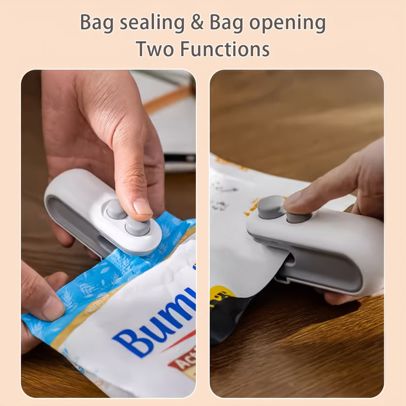 Sellador de calor mini 2 en 1 recargable por USB y máquina de bolsas de aperitivos - Sellador de alimentos portátil y fácil de usar para bolsas de plástico, paquetes de papas fritas y más - Batería de litio de 300 mAh, ideal para almacenamiento de alimen