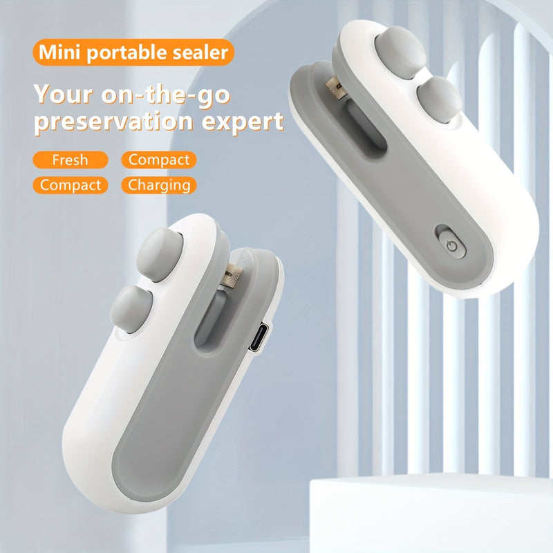 Sellador de calor mini 2 en 1 recargable por USB y máquina de bolsas de aperitivos - Sellador de alimentos portátil y fácil de usar para bolsas de plástico, paquetes de papas fritas y más - Batería de litio de 300 mAh, ideal para almacenamiento de alimen