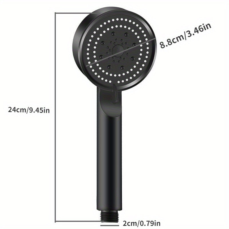 Cabezal de Ducha de Alta Presión con 5 Modos y Soporte Ajustable - Montado en la Pared, Manillar, Flujo de Agua Potente, Diseño Redondo, Accesorio de Baño