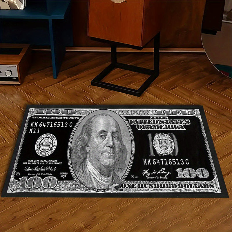 1 pieza de alfombra con patrón de dólares, alfombra larga para cabecera, alfombra para pasillo de entrada, alfombra suave negra, decoración creativa