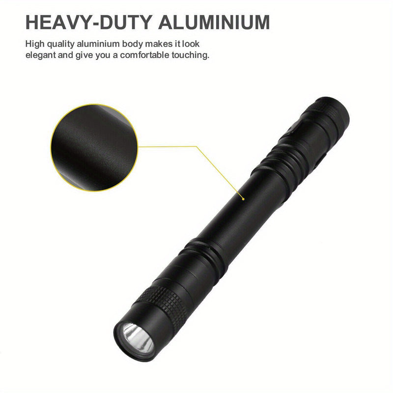 1pc Linterna LED Ultracompacta con Clip - Resistente al Agua, Enfoque Ajustable, Empuñadura Texturizada para Camping, Senderismo y Uso de Emergencia - Baterías No Incluidas, Luz de Pesca | Luz LED Compacta | Linterna Duradera | Linterna Versátil