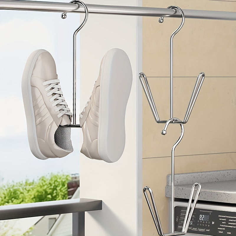 4 piezas de ganchos organizadores para zapatos de metal, soporte de acero inoxidable ahorrador de espacio con gancho, construcción duradera de metal sin acabado, fácil de armar, independiente, con almacenamiento para clóset, accesorio para el hogar y la